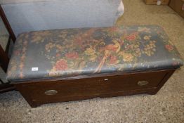 LARGE EARLY 20TH CENTURY FLORAL UPHOLSTERED STOOL WITH SINGLE DRAWER TO BASE