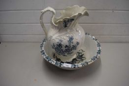 VICTORIAN FLORAL DECORATED WASH BOWL AND JUG