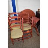 MODERN PEDESTAL DINING TABLE AND FOUR CHAIRS