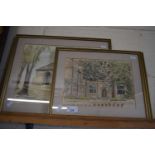 JONATHAN HALL, GROUP OF THREE STUDIES, 'HYDE ABBEY, WINCHESTER', 'OLD HOUSES AND CHURCH,