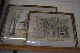 JONATHAN HALL, GROUP OF THREE STUDIES, 'HYDE ABBEY, WINCHESTER', 'OLD HOUSES AND CHURCH,