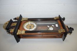 LATE 19TH/EARLY 20TH CENTURY VIENNA TYPE WALL CLOCK WITH BRASS MOUNTED CASE