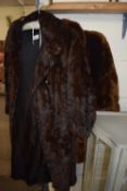 VINTAGE BROWN FUR COAT AND ONE OTHER (2)