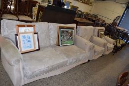 FLORAL UPHOLSTERED THREE PIECE SUITE