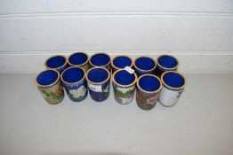 COLLECTION OF 12 MODERN CHINESE CLOISONNE SMALL VASES WITH STANDS