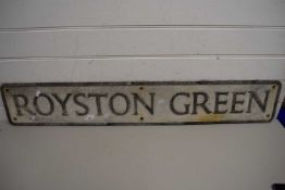 VINTAGE ROAD SIGN 'ROYSTON GREEN'
