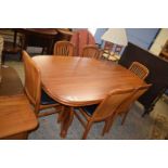 NEW ZEALAND RIMU WOOD DINING TABLE WITH SIX ACCOMPANYING CHAIRS, TABLE 198CM WIDE