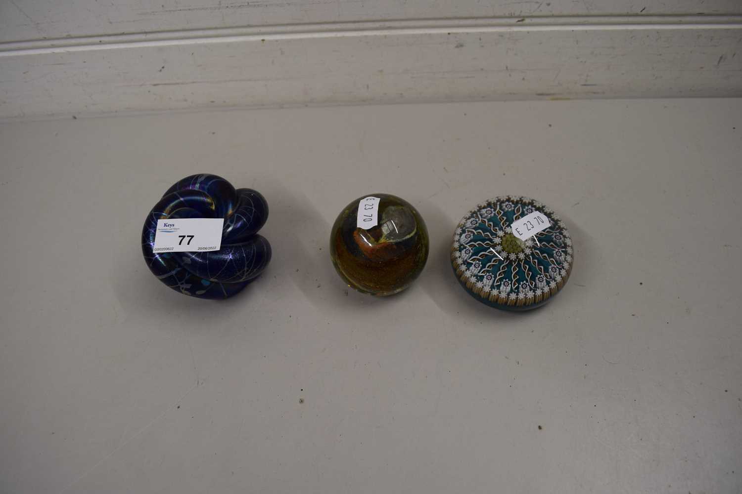 THREE MODERN PAPERWEIGHTS