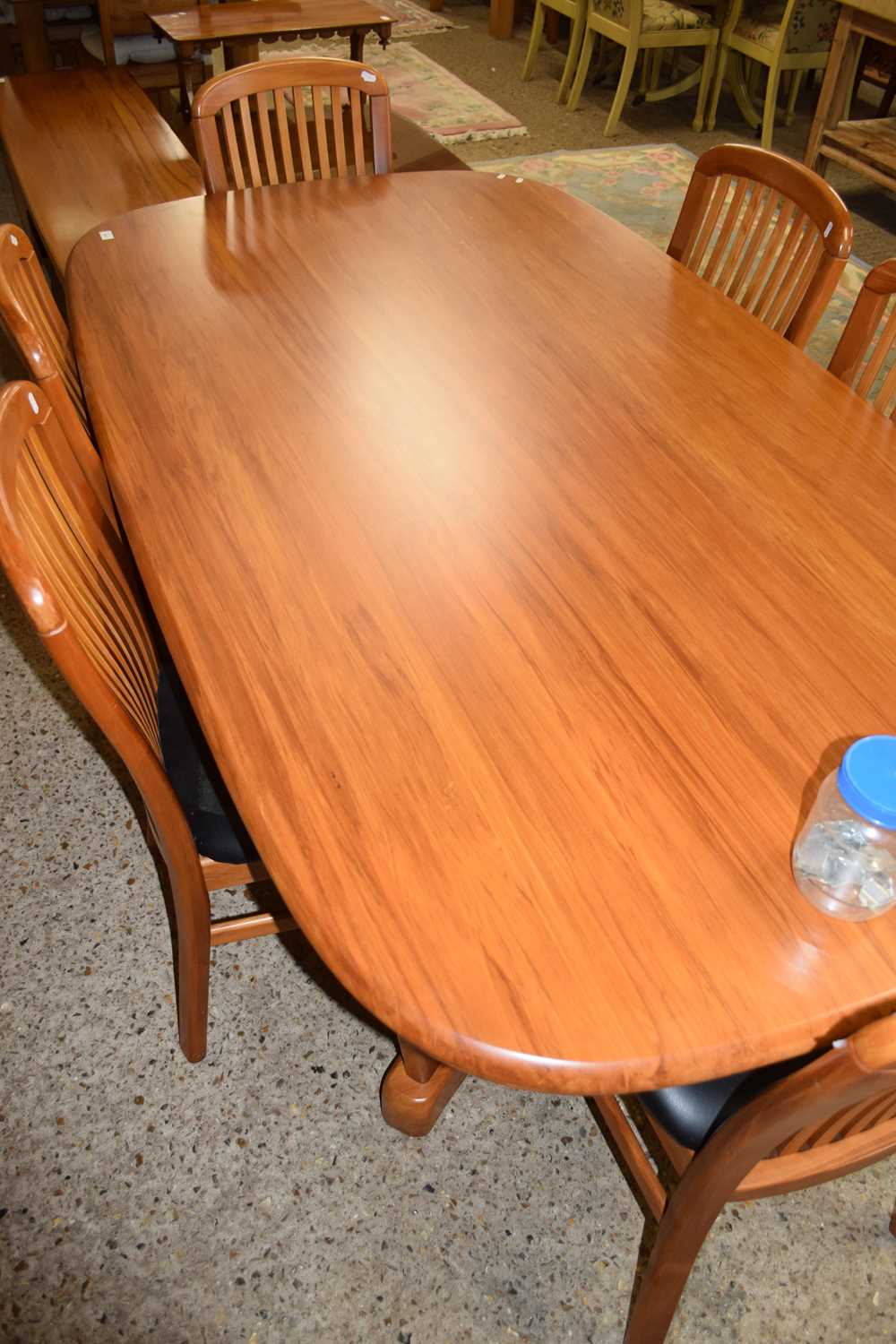 NEW ZEALAND RIMU WOOD DINING TABLE WITH SIX ACCOMPANYING CHAIRS, TABLE 198CM WIDE - Image 2 of 2