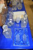 BOXED EDINBURGH CRYSTAL GLASSES, ROYAL ALBERT DECANTERS, LARGE GLASS VASE ETC