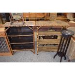 TWO VICTORIAN BAMBOO FRAMED BOOKCASE CABINETS, ONE WITH OPEN BACK, THE OTHER CLOSED