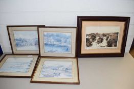 MIXED COLOURED PRINTS TO INCLUDE A VIEW OF LEYBURN MARKETPLACE