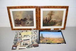 FRAMED PRINT, A BOOK 'IN THE WAKE OF THE HURRICANE 1987', AND A GUIDE TO CLASSIC DOLLS HOUSES