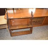 SMALL LATE VICTORIAN HARDWOOD THREE TIER WALL SHELF