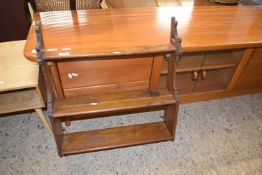 SMALL LATE VICTORIAN HARDWOOD THREE TIER WALL SHELF