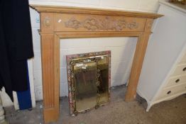 REPRODUCTION PINE FIRE SURROUND WITH CARVED DETAIL
