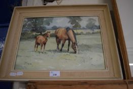 JASON PARTNER, STUDY OF MARE AND FOAL, WATERCOLOUR, F/G