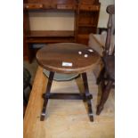 SMALL CIRCULAR TOPPED HARDWOOD STOOL