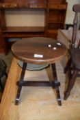 SMALL CIRCULAR TOPPED HARDWOOD STOOL