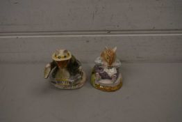 TWO ROYAL DOULTON BRAMBLEY HEDGE FIGURES, 'MR TOADFLAX' AND 'PRIMROSE ENTERTAINS' (2)
