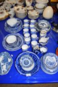VARIOUS BLUE AND WHITE TEA AND TABLE WARES