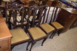 SET OF FOUR EARLY 20TH CENTURY CABRIOLE LEGGED DINING CHAIRS