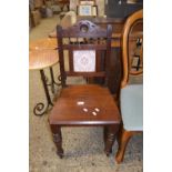 LATE VICTORIAN HALL CHAIR WITH TILED BACK