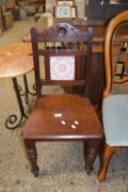 LATE VICTORIAN HALL CHAIR WITH TILED BACK