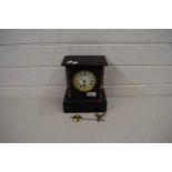 VICTORIAN BLACK SLATE AND MARBLE MANTEL CLOCK