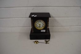 VICTORIAN BLACK SLATE AND MARBLE MANTEL CLOCK