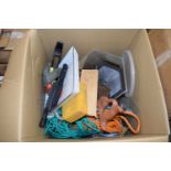 ONE BOX OF MIXED TOOLS AND GARAGE CLEARANCE ITEMS