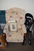 FLORAL BUTTON BACK ARMCHAIR