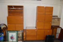 BEAVER & TAPLEY, 1970S RETRO TEAK SUITE OF CUPBOARD AND DRAWER UNITS, (10)