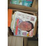 ONE BOX OF HOUSEHOLD SUNDRIES, BUSTER COMICS ETC