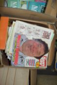 ONE BOX OF HOUSEHOLD SUNDRIES, BUSTER COMICS ETC