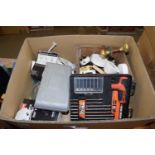 BOX OF TOOLS AND GARAGE CLEARANCE ITEMS