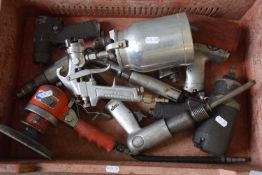 ONE BOX MIXED PNEUMATIC DRILLS, AIR SANDER AND OTHER ITEMS