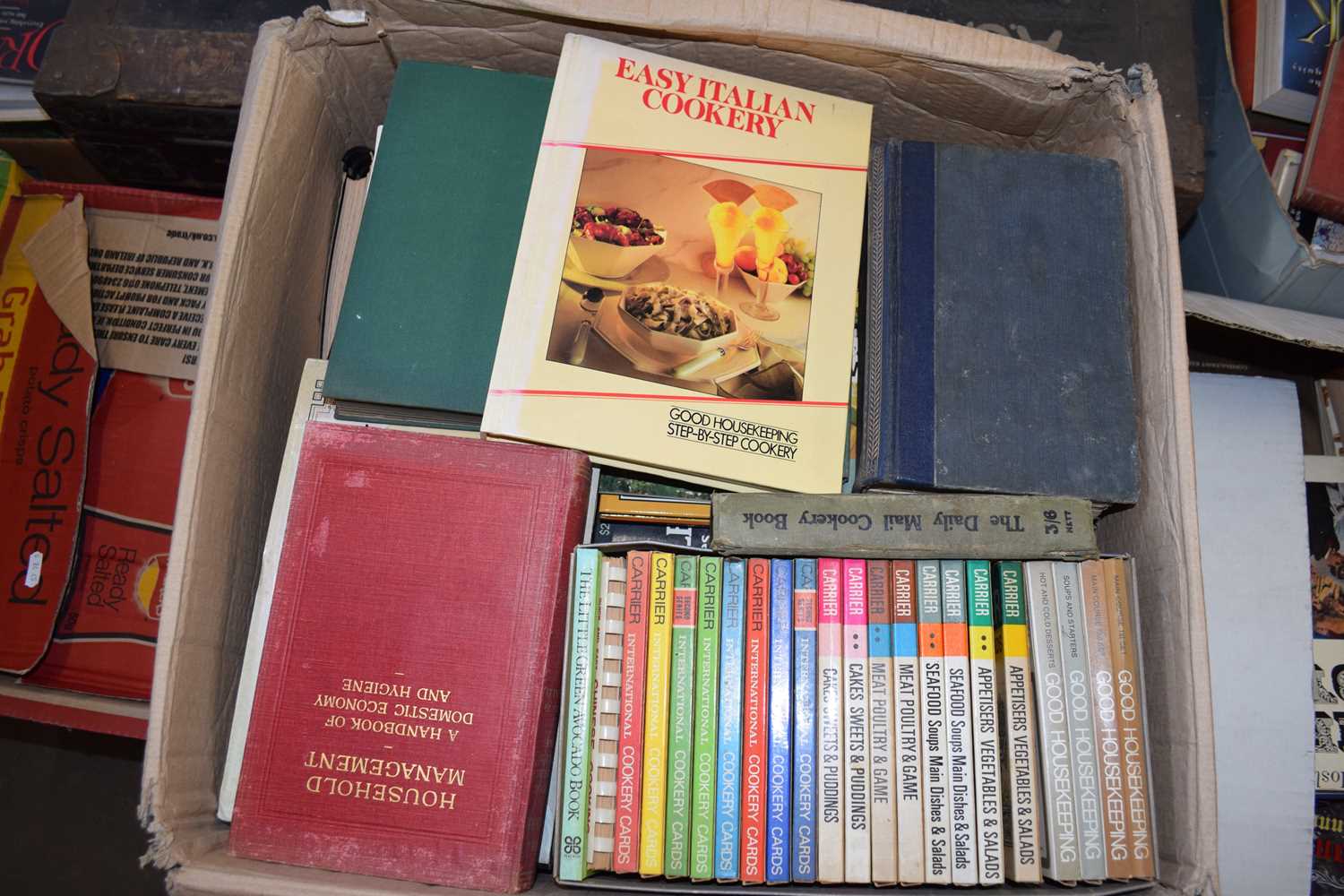 ONE BOX OF MIXED BOOKS TO INCLUDE COOKERY INTEREST