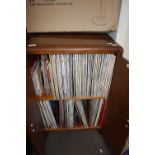 RETRO RECORD CABINET CONTAINING A LARGE QUANTITY OF RECORDS AND SINGLES