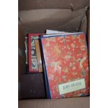 ONE BOX OF MIXED BOOKS - MODERN EMPTY POSTCARD ALBUM