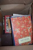 ONE BOX OF MIXED BOOKS - MODERN EMPTY POSTCARD ALBUM