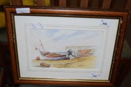 KENNETH GRANT, STUDY OF FISHING BOATS AT SHERINGHAM