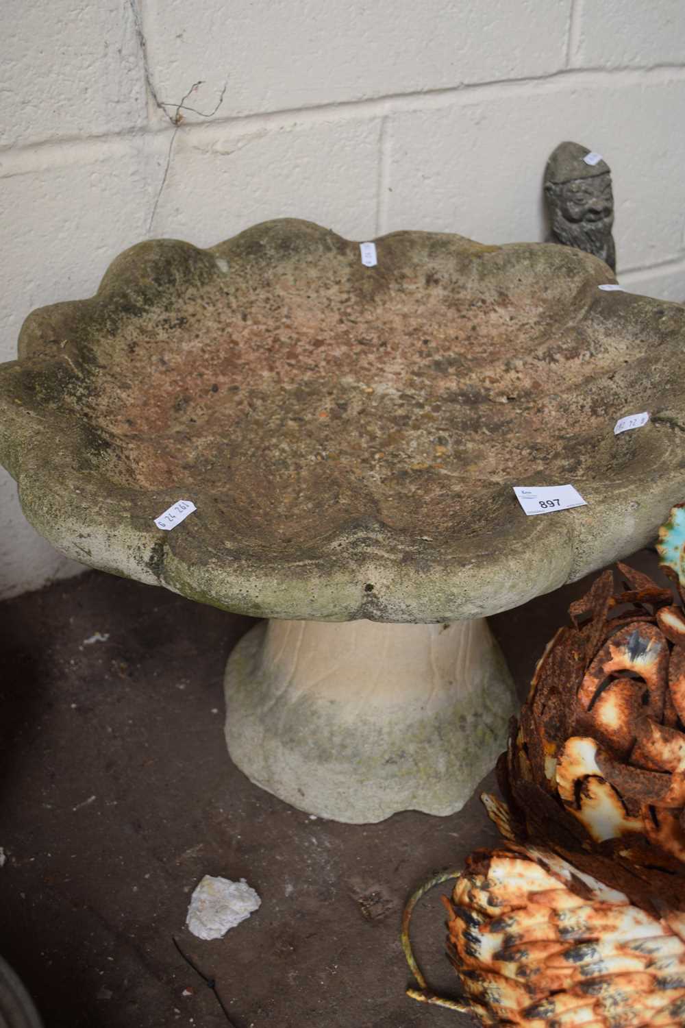 CONCRETE SHELL FORMED BIRD BATH