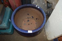 LARGE BLUE GLAZED FLOWERPOT