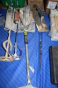 Mixed lot of tiling tools, squeegees, trowels, mixers etc