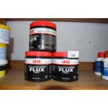 Three tubs of LA-CO Regular soldering flux paste