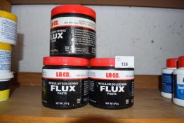 Three tubs of LA-CO Regular soldering flux paste