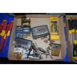 Box containing mixed drill bits by De Walt, Bosch etc