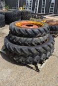 4 crop row rims with tyres (front & back)