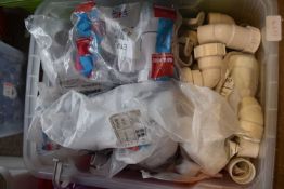 Box containing mixed McAlpine plumbing products, straight trough connectors etc